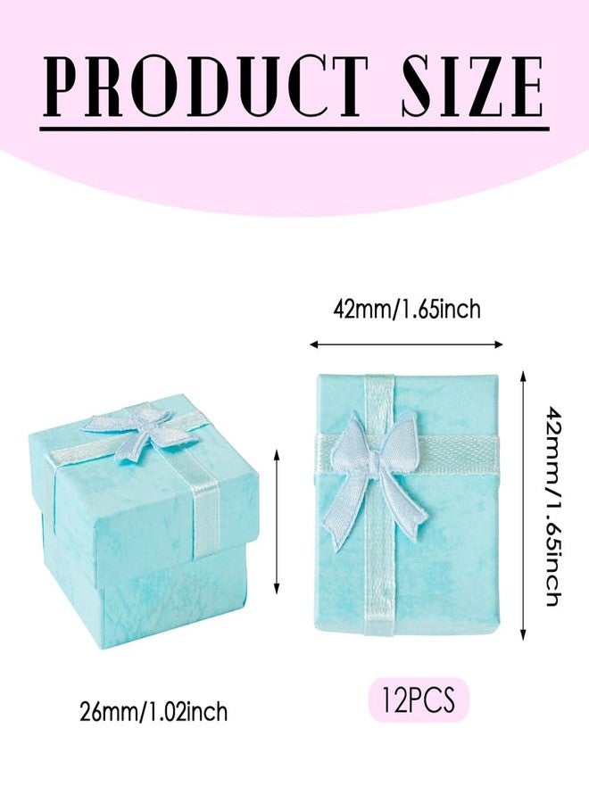 KISSITTY 12Pcs Cardboard Paper Ring Boxes Texture Square Ring Gift Boxes Ring Package Boxes with Sponge 1.65x1.65x1.02 Inch for Wedding Valentine Birthday (Pale Turquoise) - Image 3